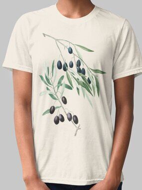 Olive Vintage Botanical Print Short Sleeve Graphic Tee T-shirt S-XXL